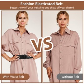 GEEHUA Women Wide Elastic Belt, Stretch Waist Belt Vintage Chunky Waistband Ladies Stretchy Belt for Dresses Jeans(Black)