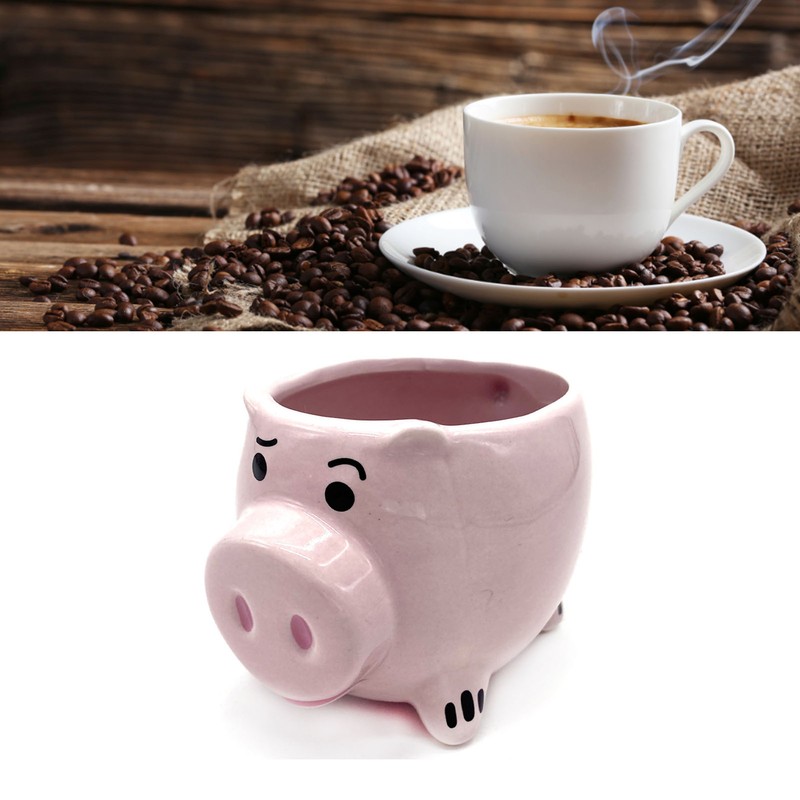 Cute Pig Ceramic Cup Pink Comfortable Grasp Smooth Mouth Lovely