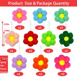 20Pcs Felt Daisy Flower Hanging Ornament for Garland Room Decor for Door,Wall Decoration, Tassel Ornament, Party Decoration, Arts & Crafts Supplies (Flower)
