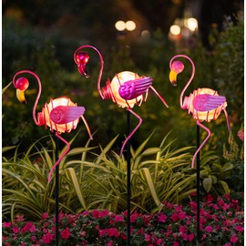 Stargarden 3 Pack Garden Solar Lights, Flamingo Solar Figurine Lights, Decorative Garden Stakes Waterproof Yard Decorations Outdoor for Pathway, Patio