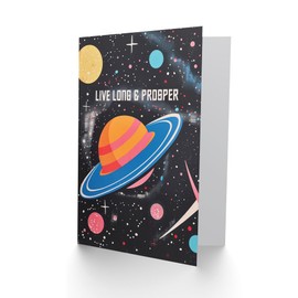 Artery8 Vulcan Salute Retro Style Planets Space Galaxy Blank For Him Or Her Art Birthday Card