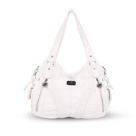 NICOLE & DORIS Damen Schultertasche Groß Hobo Tasche PU Leder Fashion Casual Handtasche Designer Tote Bag with Zipper Weiß