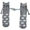 Cat Holding Hands Socks Magnet (1 Pairs, Grey Color) Adult