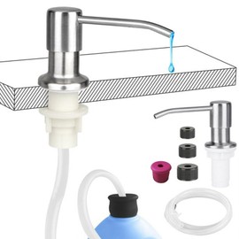 Küchenseifenspender mit 39-Zoll-Verlängerungsrohr-Set, Seifenspender aus Edelstahl für die Arbeitsplatte mit Wasserpumpe für Küche und Bad(Silber)