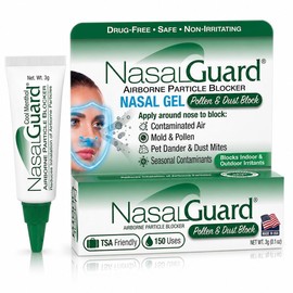 NasalGuard Airborne Particle Blocker Gel - Helps Reduce Inhalation of Allergens, Pollutants & Irritants - Drug-Free, Daily Use, Made in USA (Cool Menthol, 3 Gram Tube), Over 150 Applications
