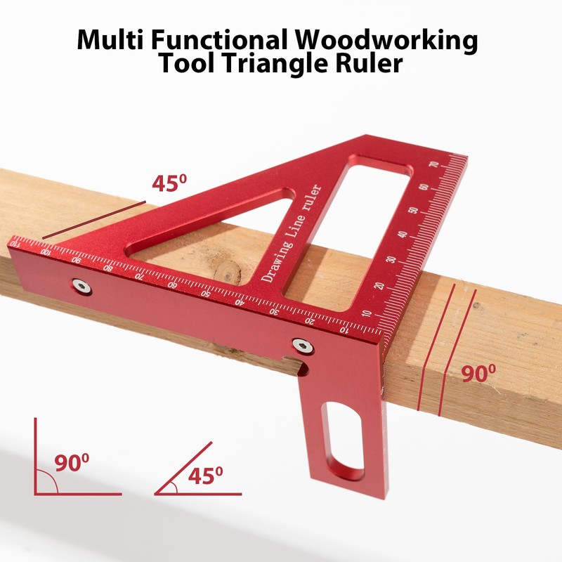 3D Multi Angle Measuring Ruler, 4.41" x 3.11" Aluminum Alloy