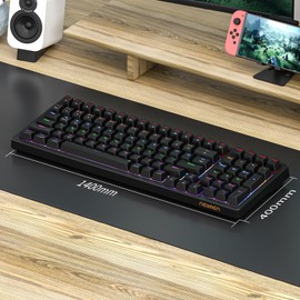 Newmen GM328 Gaming Mechanical Keyboard,18 LED Backlit Effects, 100 Keys, Wired Mechanical Keyboard with Linear Red Switch, Double-Shot Keycaps,Gaming Keyboards Compact Design for Gamers and Work