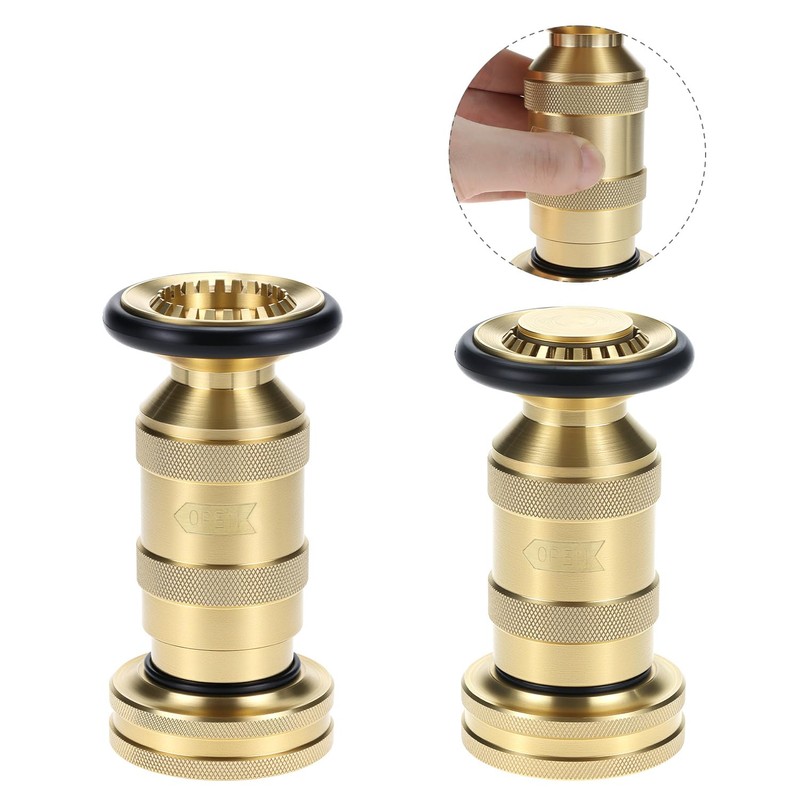 QWORK Brass Fire Hose Nozzle, Adjustable Spray Jet & Fog,