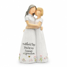 tmlfep Gifts for Mom from Daughter, Hand-Painted Mother Daughter Figurine Resin Statue, Sentimental Mom Keepsake Decor, Birthday Gifts for Mother, Forever in My Heart Sculpture