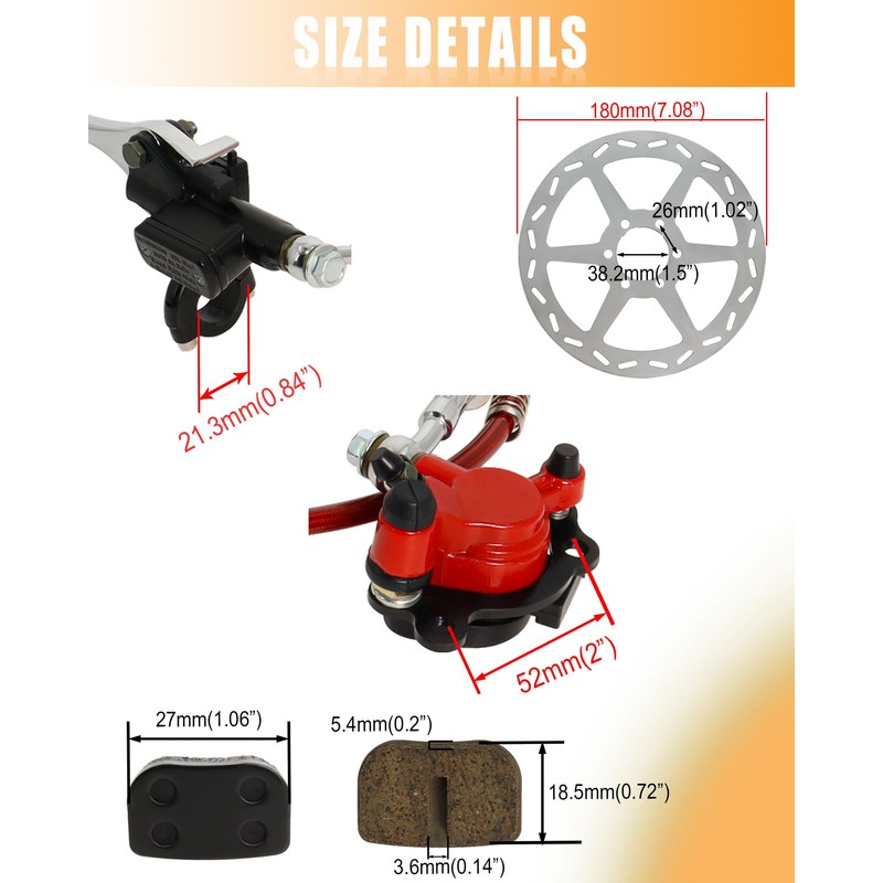 Mini Bike Hydraulic Disc Brake Caliper Kit Compatible with Baja