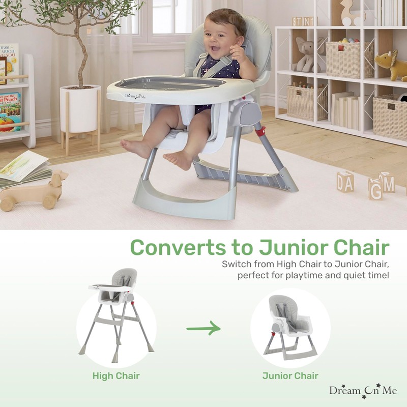 Dream On Me Portable 2-in-1 Tabletalk High Chair, Convertible Compact