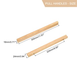 QUARKZMAN 2stk Holz Schubladen Griffe mit Schrauben Set 224mm/8.82" Loch Abstand Unbearbeitet Buchenholz Schränke Schubladen Knöpfe Zieh Griffe für Küchen Schränke Kommoden Möbel