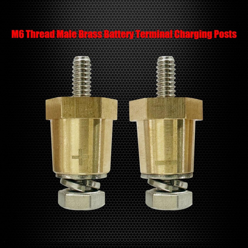 Ampper M6 Thread Brass Battery Terminal Charging Posts, Battery Post
