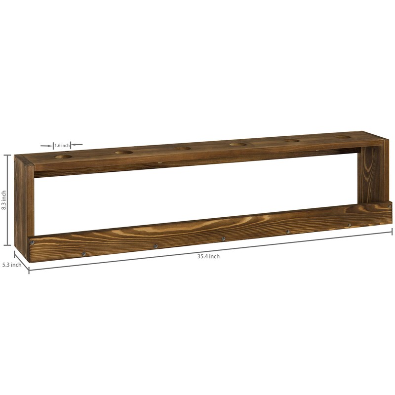 MyGift Rustic Wood Wall-Mounted Ping Pong Paddle Display Rack with