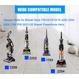 Vacuum Belt for Bissell Style 7/9/10/12/14/16 2252 2254 1793 P/N 3031120 Bissell Powerforce Helix, Cleanview, Powerlifter Swivel Rewind Models, Replace Parts #2031093#3031123#32074 (Pack of 2)