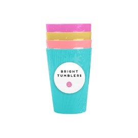 LR Supplies 4 Plastic Tumblers Reusable Beaker Cup Travel Camp Picnic Party Drinks Glasses