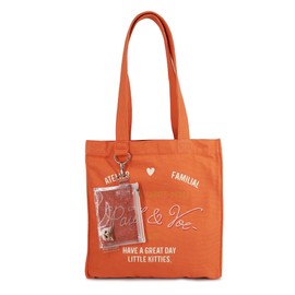 Paul & Joe PJA-B1141 Paul & Joe Accesois 9 Days Tote Bag with Clear Pouch, orange