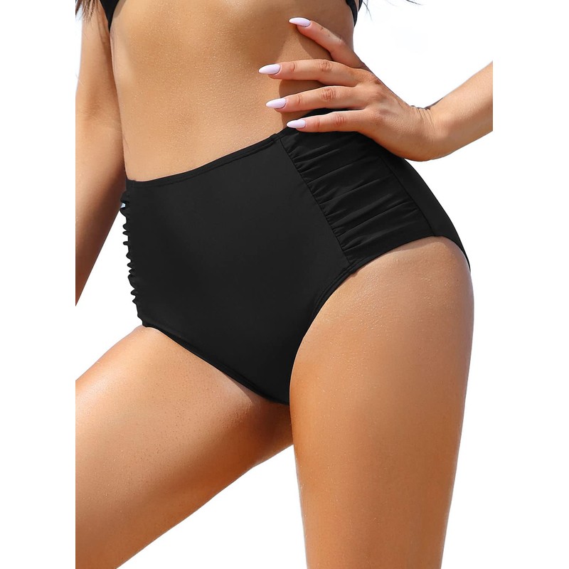 SHEKINI Bikini retro de talle alto para mujer, parte inferior