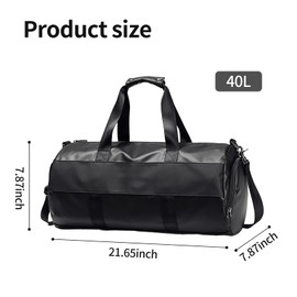 reeyee Travel Duffel Bag For Men Women, Waterproof Sports Fitnees Bag, Duffel Bag With Shoes Compartment (Black,21.65inch*7.87inch*7.87inch)