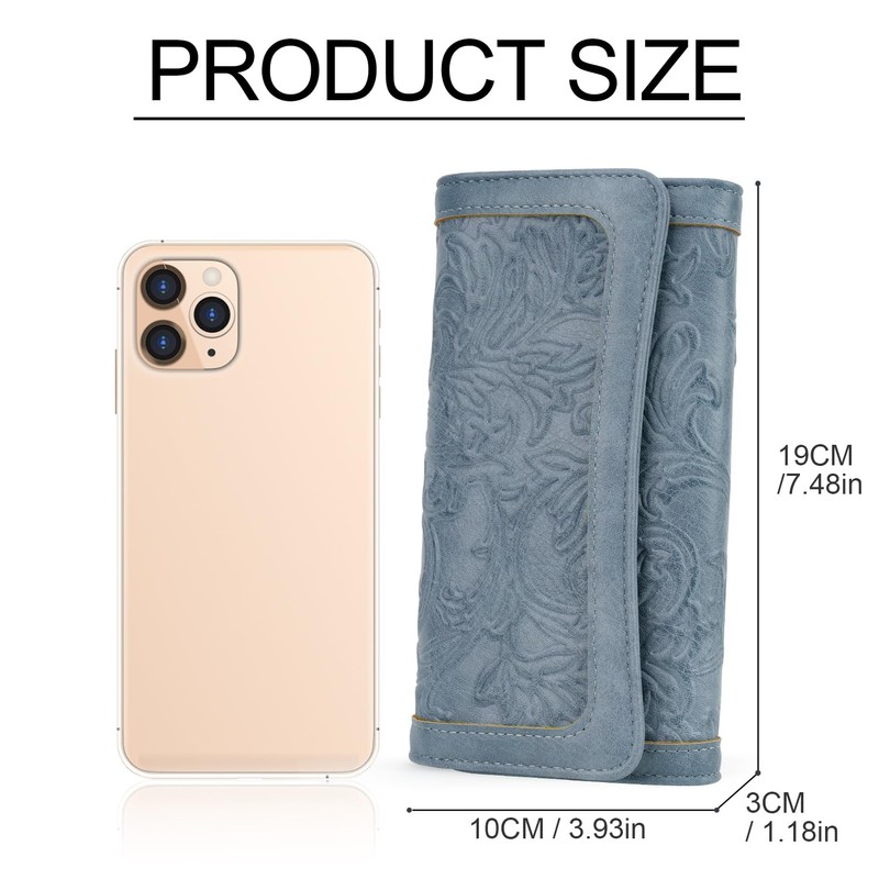 MEITRUE Women's Wallet Leather RFID Blocking Trifold Ladies Purse Embossed