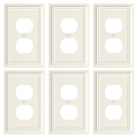 6-Pack Duplex Outlet Cover Plate, Decorative Light Almond Switch Plates and Outlet Covers, Natural Bamboo Fiber Wall Plates for Electrical Outlets, 1 Gang Receptacle Cover, Corrosion Resistant