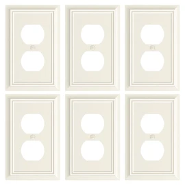 6-Pack Duplex Outlet Cover Plate, Decorative Light Almond Switch Plates and Outlet Covers, Natural Bamboo Fiber Wall Plates for Electrical Outlets, 1 Gang Receptacle Cover, Corrosion Resistant