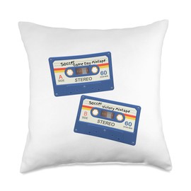 Retro Soccer Game Day Mix Tape Throw Pillow