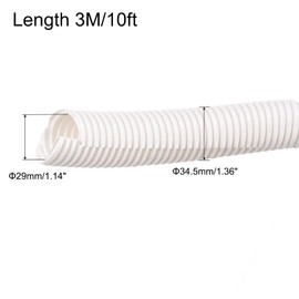 sourcing map Split Wire Loom Tubing PE Corrugated Pipe Conduit 10ft Length 29x34.5mm White for Wire Cable
