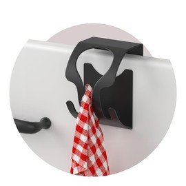 MDCASA Towel Holder without Drilling, Black I Tea Towel Holder Made of High-Quality Stainless Steel Including Scratch Protection I for Gluing, Clamping or Screwing