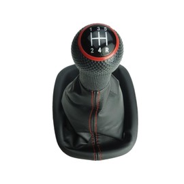 Newtown2700-parts Gear Knob Gear Stick Gaiter and Frame Black Stitching Red Cap Compatible with VW Passat 3B 3BG B5 5.5 5 Speed