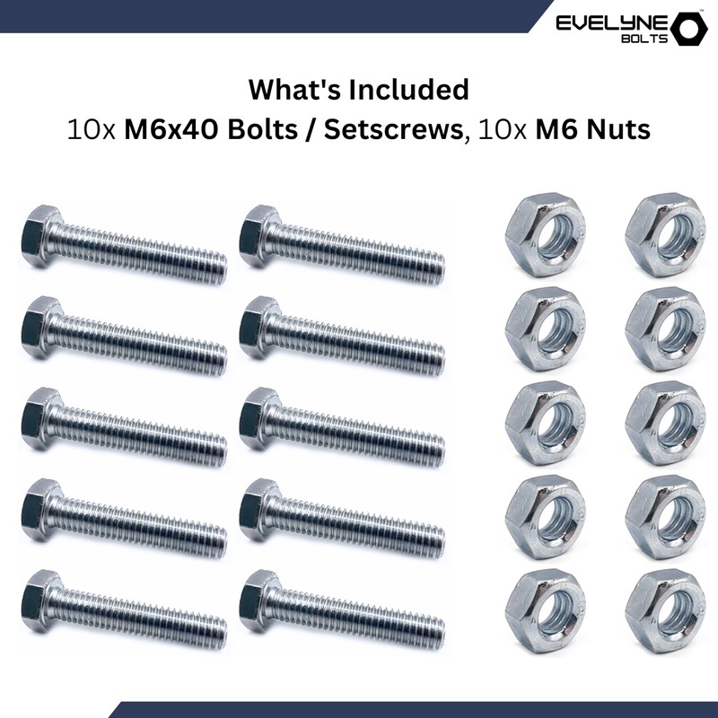 M6 Nut and Bolt Set (M6 x 40mm Bolts +