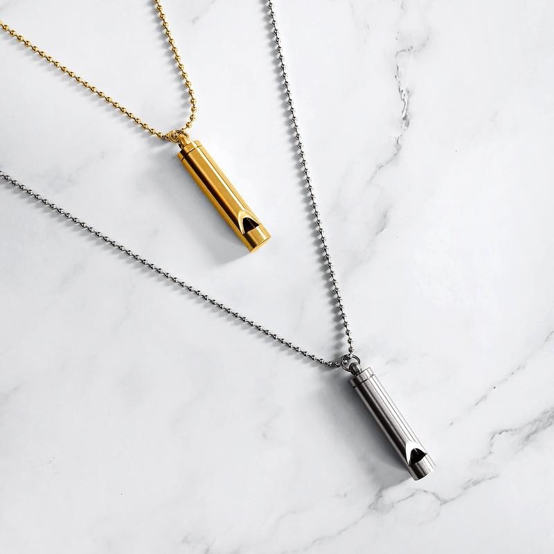 Safety Whistle Necklace - Color: Gold