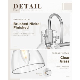 Beionxii Brushed Nickel Bathroom Light Fixtures, 3-Light Bathroom Light Fixtures Over Mirror, Bathroom Vanity Light with Clear Glass Shade, Modern Vanity Lighting for LivingRoom Hallway, BX-VL02BN-3CG