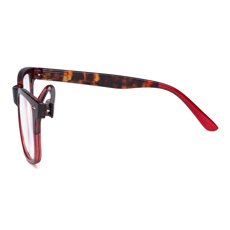 Eyekepper Readers Square Large Lenses Spring-Hinges Reading Glasses Women Tortoise/Red