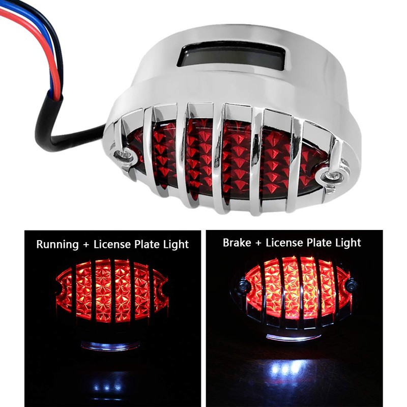 FATECIM Motorcycle Custom Oval-shaped LED Tail Light Cat Eye Rear