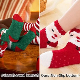 October Elf 6 Pairs Adult Christmas Holiday Socks Warm Winter Cozy Socks Fuzzy Socks With Plus Size And Anti-Slip Bottom（One size，MixA）