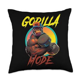 Bodybuilding Gorilla Mode workout Throw Pillow
