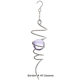 SILVER LILAC 25cm Stainless Steel SPIRAL TAIL Twister Wind Spinner Garden/Indoor Ornament Accessory - GIFT BOXED