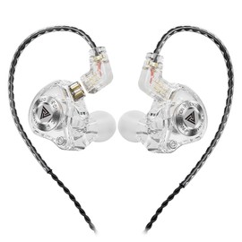 Wired Gaming Headphones IEM Earphones with 1DD，QKZ ENZO PRO in Ear Monitor, HiFi Detachable Cable Earbuds, Bass Sound with New 11mm Dynamic Driver for Video Music Gaming (White, Mic)