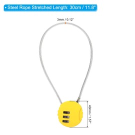 PATIKIL Combination Lock 12 Inch, 3 Pcs 3 Digit Outdoor Waterproof Code Padlock with Wire Rope for Luggage Gym Locker Fence Toolbox Backpack, Yellow