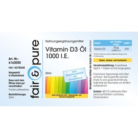 Fair & Pure® - Vitamin D3 Oil 1000 IU per Drop - High Dose - 50 ml