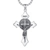 Swordgod St Benedict Crucifix Necklace for Men Women 925 Sterling