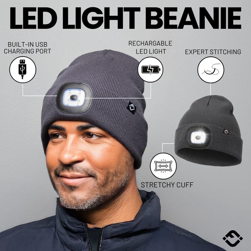 Funky Junque LED Light Beanie - Charcoal