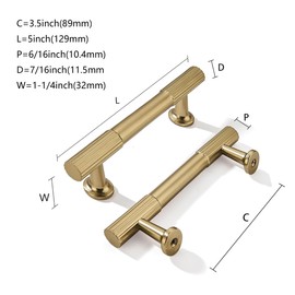 khtumeware 3-1/2 Inch(89mm) Hole Center 10-Pack Champagne Bronze Cabinet Pulls Heavy Duty Soild Satin Brass Kitchen Drawer Handles Cabinet Hardware for Cupboard Drawer Handles Dresser Pulls