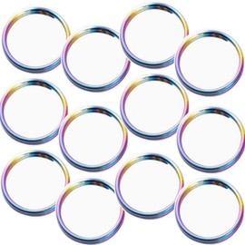GEJ-Tech Titanium Small Double Ring Round Press Lightweight Key Ring, Rainbow 14mm Set of 12