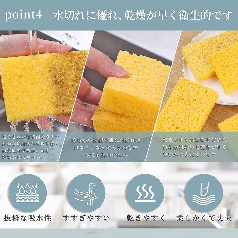 Tokyo Hoshikawa (2024 New Release) Kitchen Sponge, Dishwashing Sponge, Drainage,