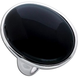 CH.ABRAMOWICZ Onyx Ring 925 Sterling Silver Gemstone Ring, Silver, Black