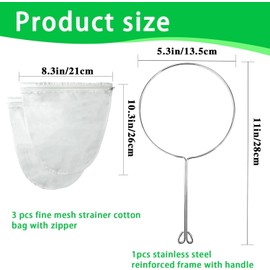 Ultra Fine Mesh Strainer with Stainless Steel Handle, Reusable Food Grade Juice Strainer, Cheesecloth Strainer with Zipper for Nut Milk, Coffee, Butter, Juices and Cheese (Small Size)