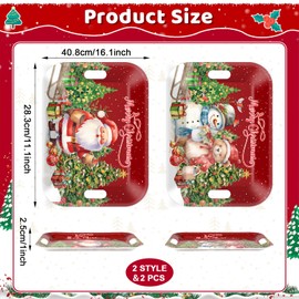 gisgfim 2PCS Christmas Serving Tray with Handles 16 X 11 Inch Large Melamine Platters Serving Dishes Rectangular Vintage Xmas Tree Santa Winter Holiday Food Trays for Snack Cookie Candy Dessert Plates
