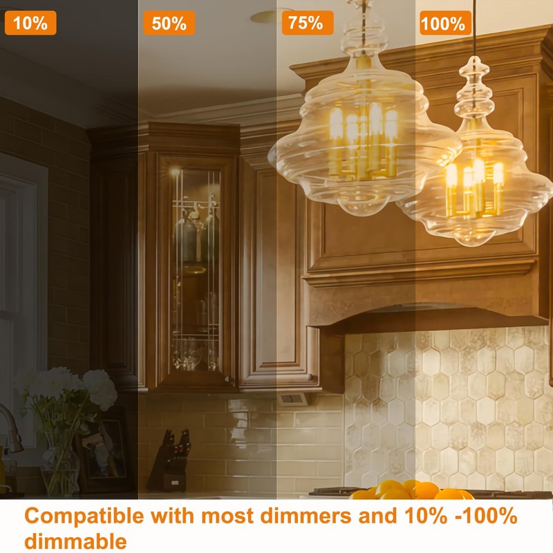 Vinaco 3.39 Inch E12 Edison Bulb Dimmable 4W, Equal 40W,